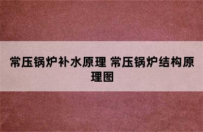 常压锅炉补水原理 常压锅炉结构原理图